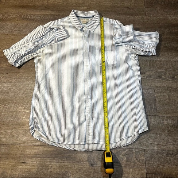 Carbon 2 Cobalt Mens Button‎ Up White Size Large Stripes Pocket Long Sleeve - Picture 8 of 8